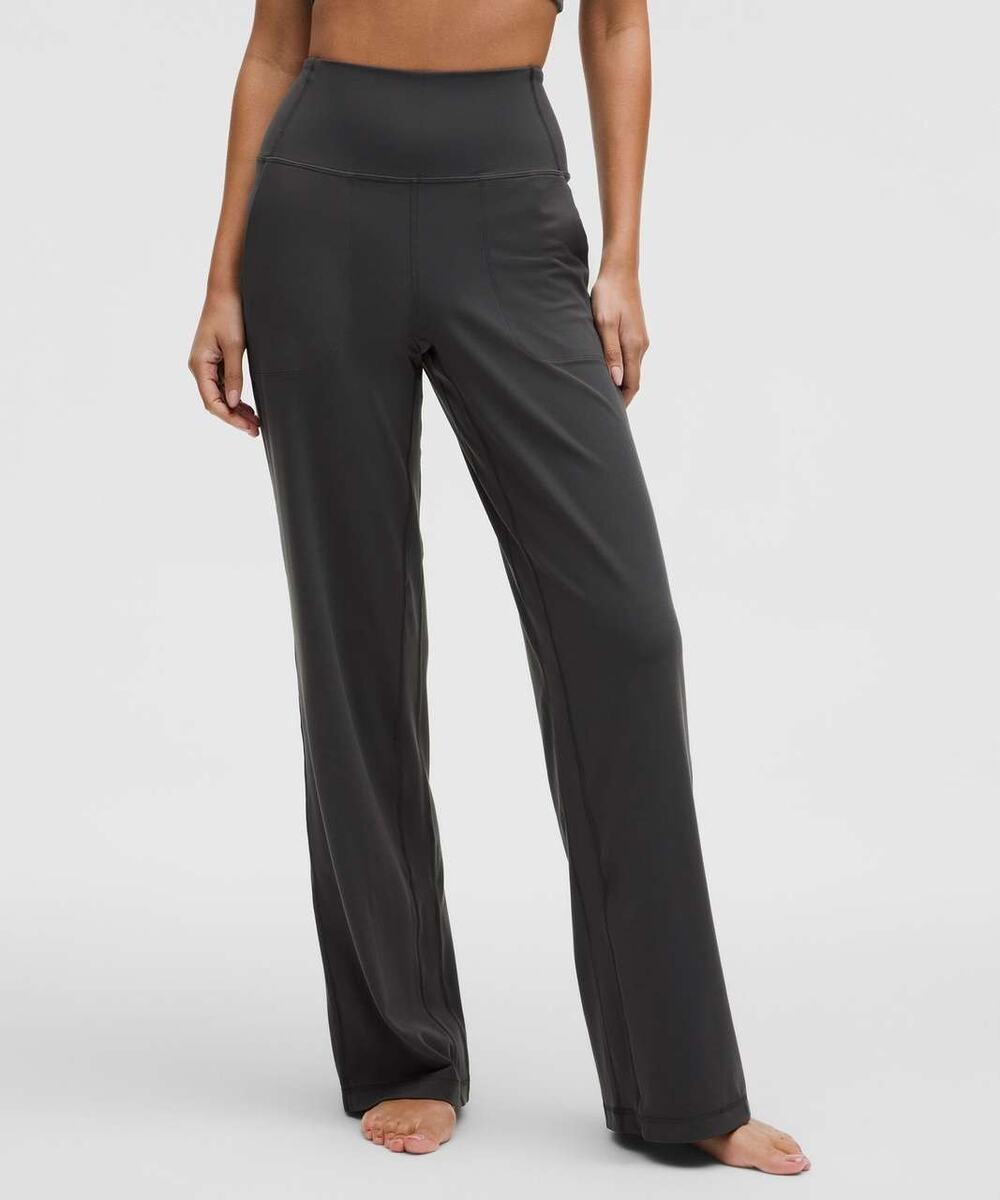 Lululemon Align High Rise Wide Leg Pants Size 12 Gray Yoga Athletic Pockets